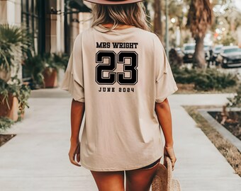 Personalised Wifey T-shirt,  Honeymoon Shirt, Just Married Shirt Gift, New Mrs Bride To Be Tee, Custom Bride Wedding Shirt Gift