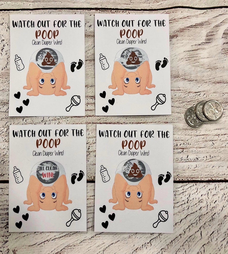 Baby Shower Game POOP Scratch Cards Etsy Canada
