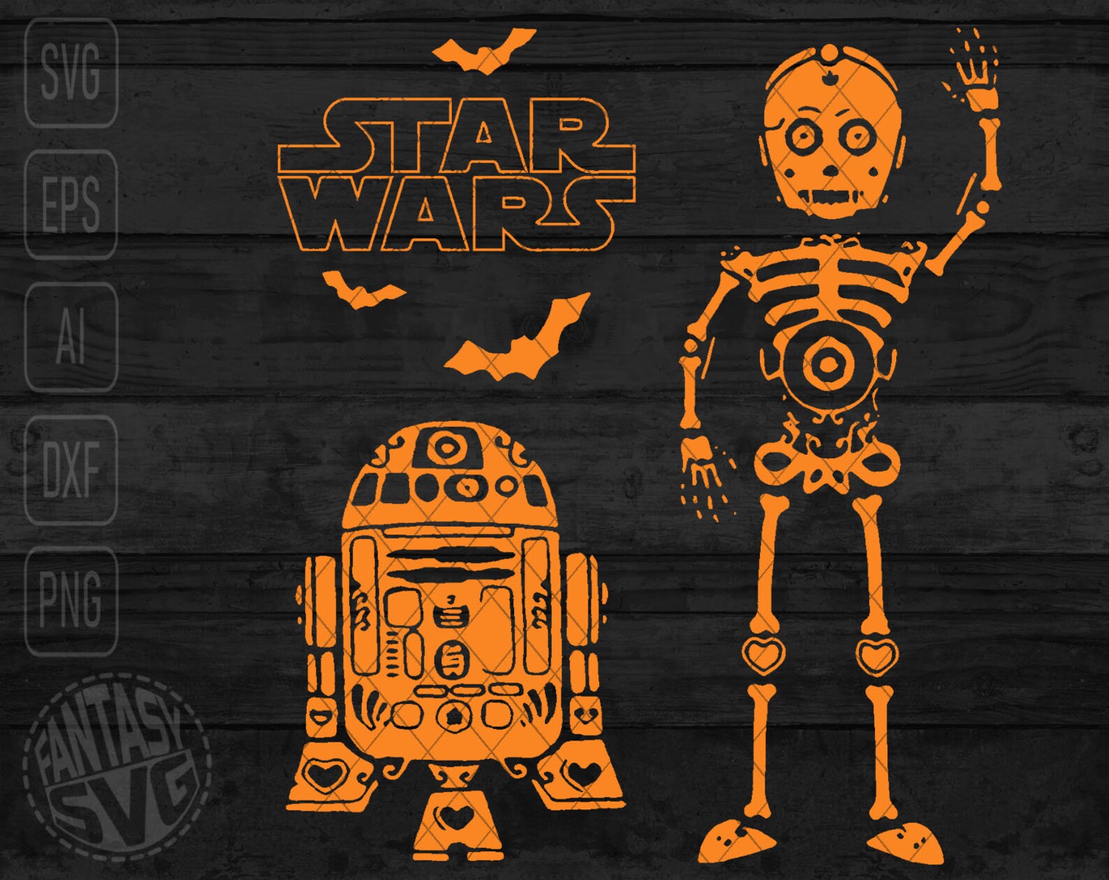 Star Wars Halloween R2D2 C3PO SVG DXF PNG Cut Files Vector Etsy UK