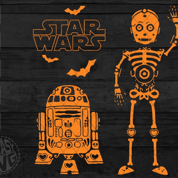 Star Wars Halloween R2-D2 C-3PO SVG DXF PNG Cut Files Vector Editable Printable