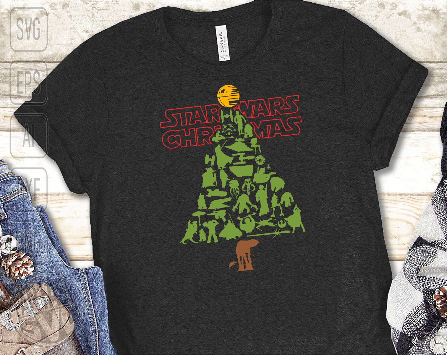 Star Wars Merry Christmas Tree SVG PNG Cut Files Vector Editable Printable  - Etsy
