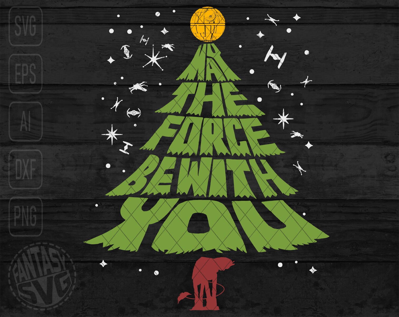 May The Force Be With You Star Wars Merry Christmas Tree SVG PNG Cut  Dateien Vektor Bearbeitbar Druckbar