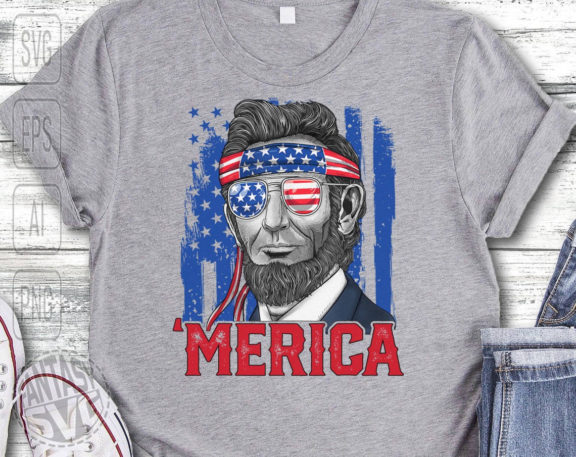 Merica Lincoln Independence Day July 4th American Flag Drink - Etsy