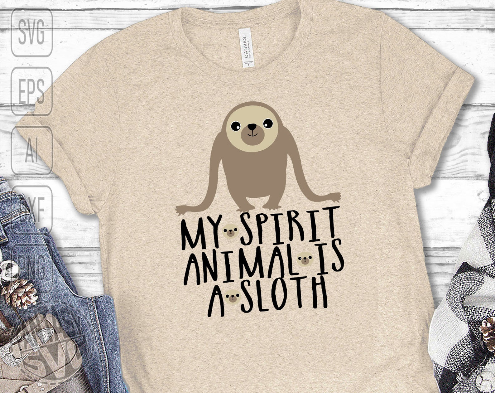 My Spirit Animal is A Sloth Funny Paw Animal SVG PNG Files - Etsy