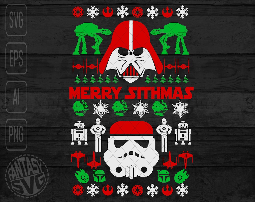 Star Wars Merry Christmas Sithmas SVG PNG Cut Files Vector Editable
