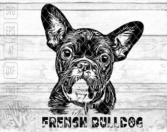 French Bulldog Face Head Puppy Pet Dog Cute SVG PNG Files Editable Printable