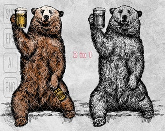 Grizzly Bear Beer Painting Groomsmen Gifts Kodiak Brown Ale 