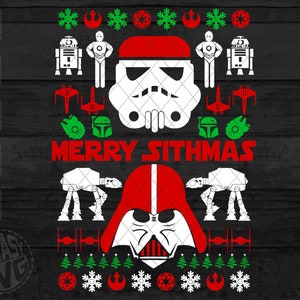 Star Wars Merry Christmas Sithmas SVG PNG Cut Files Vector Editable Printable
