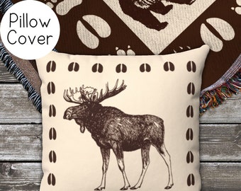 Moose Cabin Throw Pillow Cover