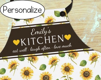 Personalized Kitchen Apron Sunflowers