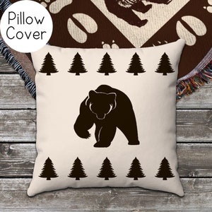 Brown Bear Cabin Throw Pillow Cover