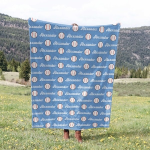 Personalized Baseball Name Blanket: Plush Velveteen Blanket Gift