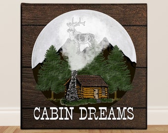 Rustic Log Cabin Pictures 5x7 Lodge Lake Wall Hangings Wildlife Nature Woods