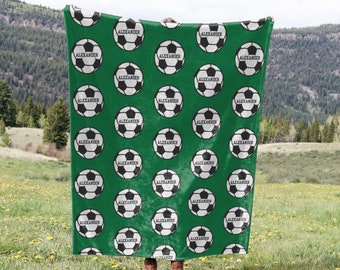 Soccer Blanket Personalized Name Gift
