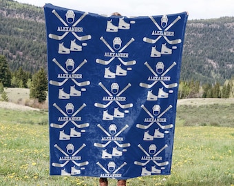 Hockey Blanket Personalized Name Gift