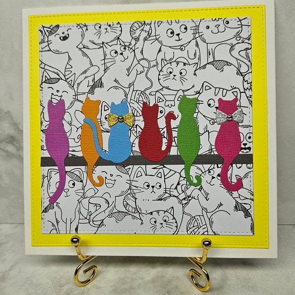 Lovely handmade card for any occasion, cats, cute, birthday, anniversary, mother's day, fathers day