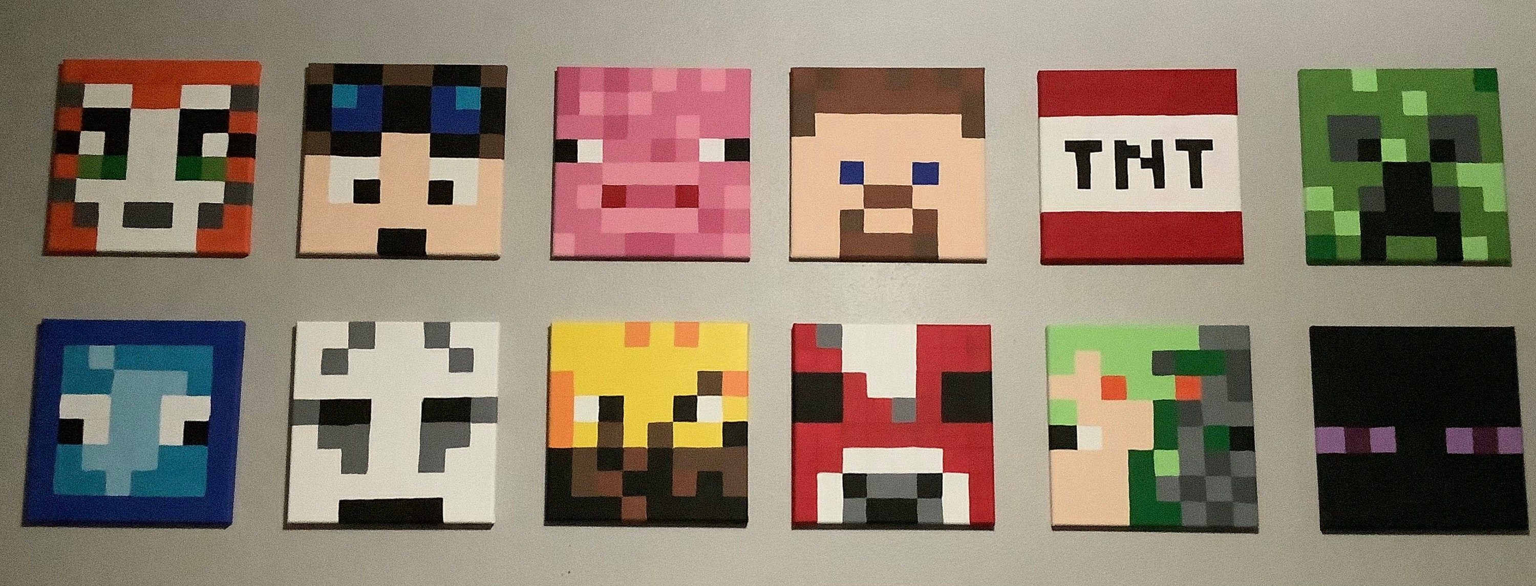 Minecraft Hand Painted Minecraft faces Etsy