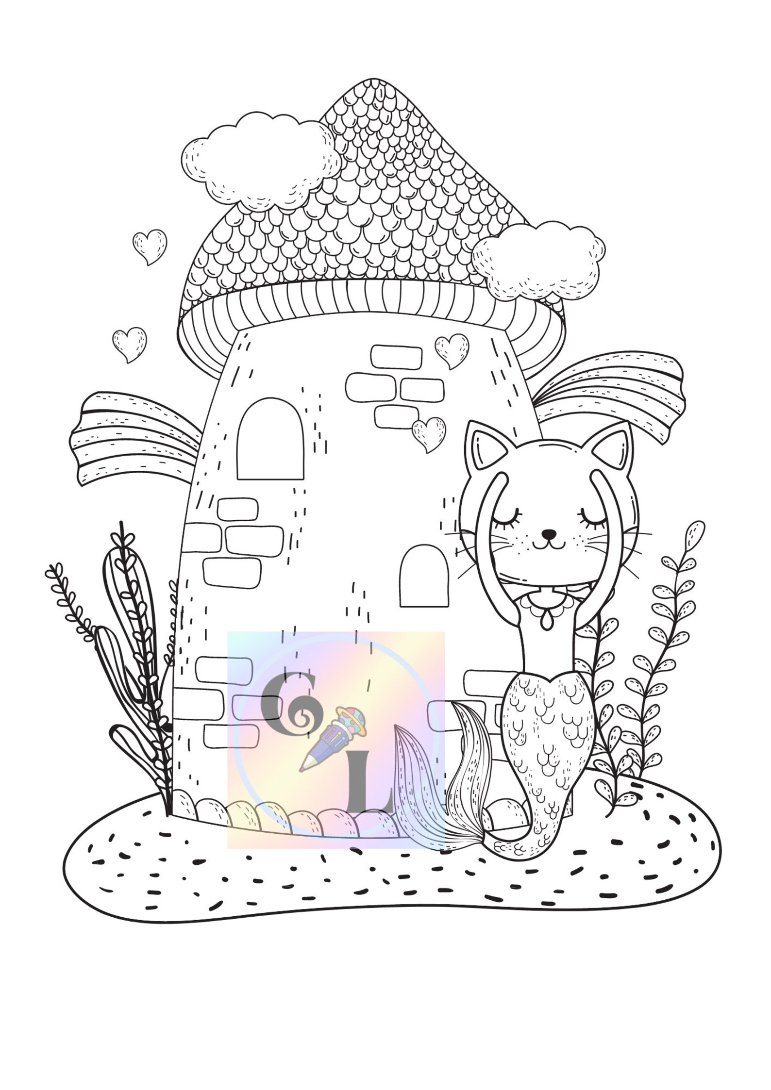 20 PRINTABLE Purrmaid Mermaid Cat Coloring Pages for Kids - Etsy