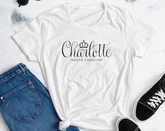 Charlotte Tshirt, CLT North Carolina Tee, Woman's Fashion Fit
