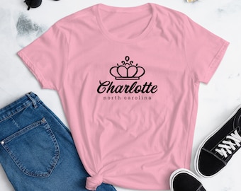 Charlotte Tshirt, CLT North Carolina Tee, Woman's Fashion Fit