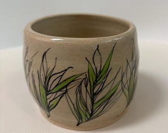 Hand-Painted Floral Stoneware Bowl | Handmade Wheel-Thrown Ceramic Catchall, Jewelry Dish, Mini Planter, Decorative Pottery Bowl