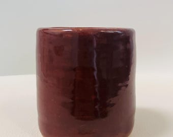 Maroon Stoneware Tea Cup | Wheel Thrown Ceramic Tumbler, Artisan Drinkware