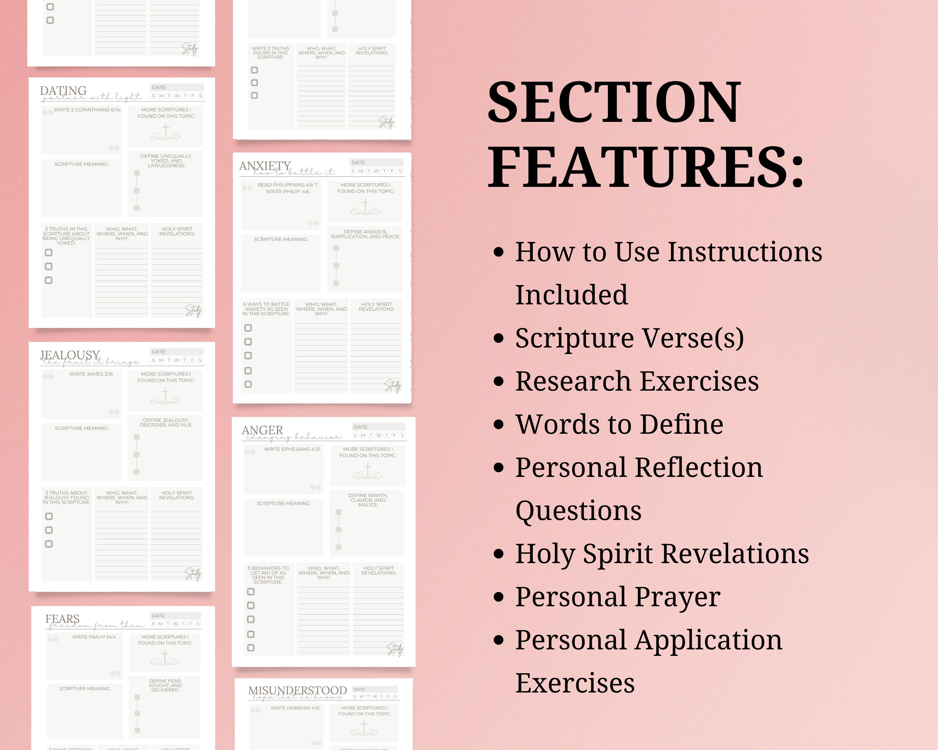 Bible Study Journal Printable 60 Topical Bible Studies - Etsy