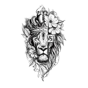 Lion temporary tattoo, Lion wolf tattoo, Lion flower tattoo, festival lion tattoo, Animal lion tattoo, flower lion tattoo, flower tattoo