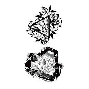 Temporary tattoo, boho tattoo, Flower tattoo, Floral tattoo, Festival tattoo, Tiny tattoo, Girl tattoo, wild flower tattoo, Rose tattoo