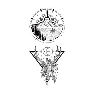 Earth Temporary tattoo, Sun tattoo, Moon tattoo, Universe tattoo, Flower Temporary Tattoo, Mountain Tattoo, Summer Tattoo, festival tattoo