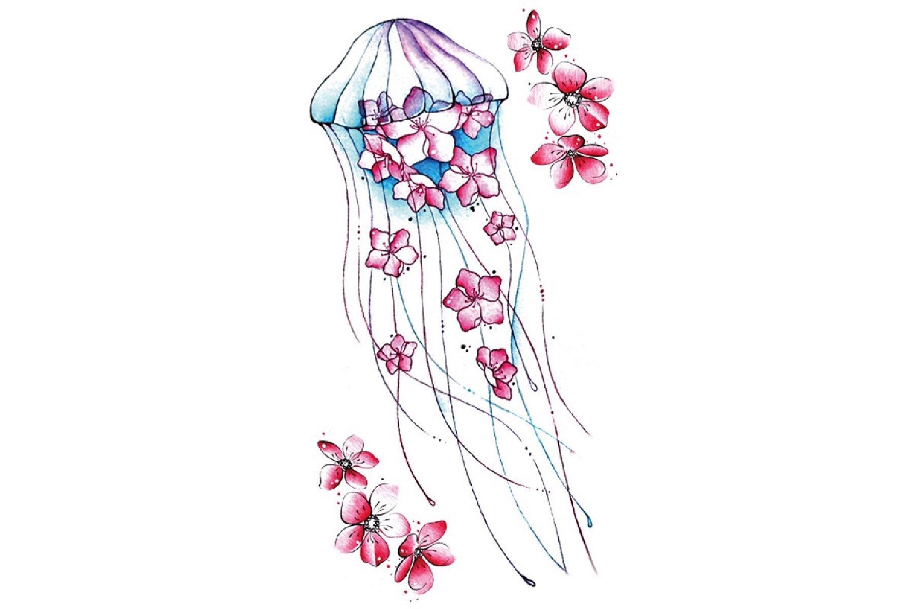 Jellyfish Temporary Tattoo Jellyfish Tattoo Ocean Tattoos Etsy