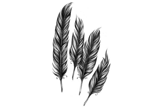 Pluma Tatuaje temporal tatuaje de plumas / tatuajes de plumas - Etsy España