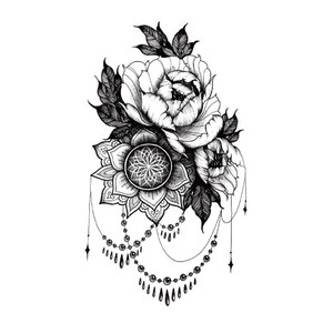 Temporary tattoo, boho tattoo, Flower tattoo, Floral tattoo, Festival tattoo, Tiny tattoo, Girl tattoo, wild flower tattoo, Rose tattoo
