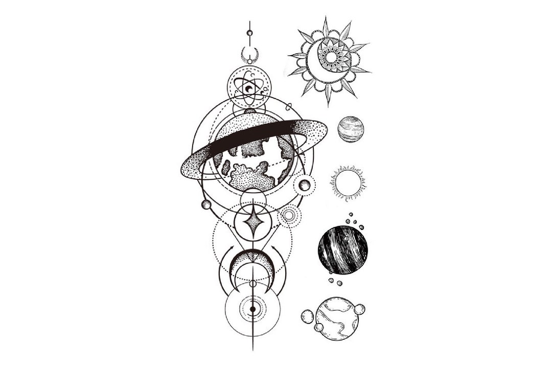 Astronaut Temporary Tattoo Moon Tattoo Girl Tattoo Galaxy Etsy