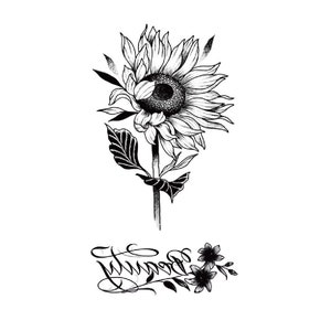sunflower Temporary tattoo, boho tattoo, Flower tattoo, Floral tattoo, Festival tattoo, Tiny tattoo, Girl tattoo, wild flower tattoo