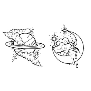 Sonne temporäres Tattoo, Mond Tattoo, Mädchen Tattoo, Galaxy Tattoo, kleine Tattoos, Sommer Tattoo, temporäres Tattoo, Universum Tattoo