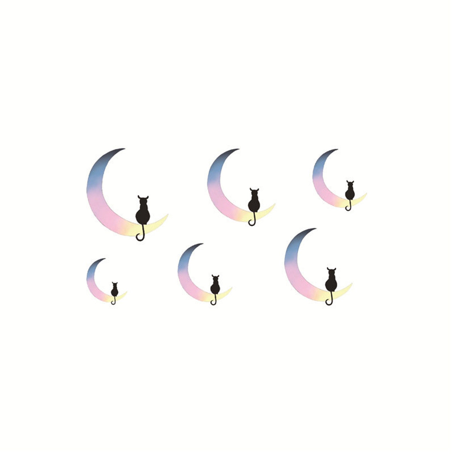 Temporary Tattoo Moon Tattoo Cat Temporary Tattoo Cat Etsy