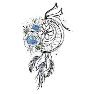 Dream catch temporary tattoo, feather dream catch tattoo, colorful dream catch tattoo, feather tattoo, dream catch tattoo, feather tattoo