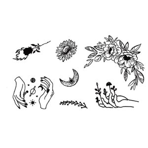 Temporary tattoo, boho tattoo, Flower tattoo, Floral tattoo, Festival tattoo, Tiny tattoo, Girl tattoo, wild flower tattoo, Rose tattoo
