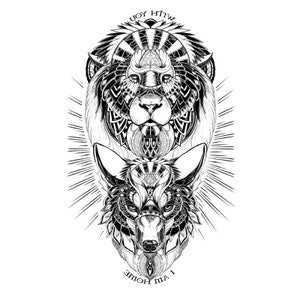 Lion temporary tattoo, Wolf tattoo, Animal tattoo, festival tattoo | summer tattoo| tattoo design, tattoo ideas, tattoo flash