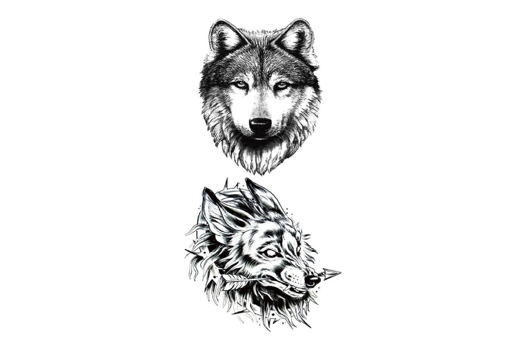 Wolf Temporary Tattoo Wolf Flower Tattoo Wolf Wing Tattoo Etsy