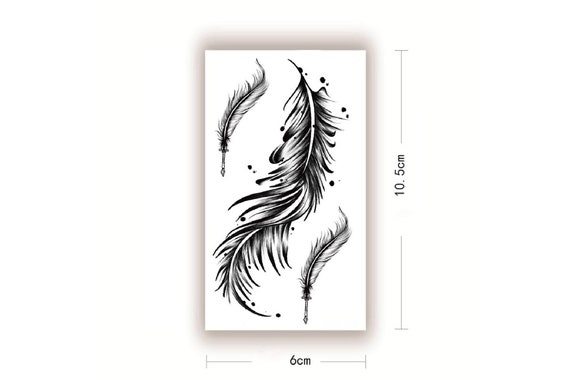 Feather Temporary Tattoo, Feather Tattoo Black Feather Tattoos