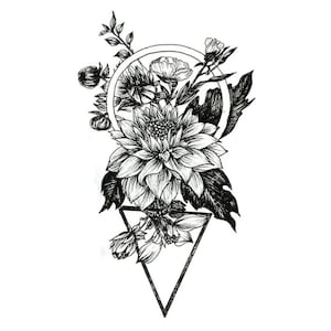 Temporary tattoo, boho tattoo, Flower tattoo, Floral tattoo, Festival tattoo, Tiny tattoo, Girl tattoo, wild flower tattoo, Rose tattoo
