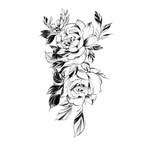 Temporary tattoo, boho tattoo, Flower tattoo, Floral tattoo, Festival tattoo, Tiny tattoo, Girl tattoo, wild flower tattoo, Rose tattoo