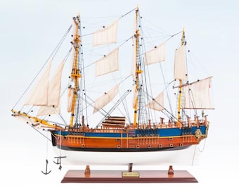 HMB Endeavour Painted Model Tall Ship Boat 75cm (29.5")- Fully assembled wooden ship model - Captain James Cook - British Royal Navy ships