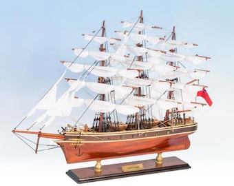 Maqueta de velero Cutty Sark de 50 cm (19,7"), réplica artesanal de madera, velero completamente ensamblado, regalo náutico, decoración del hogar