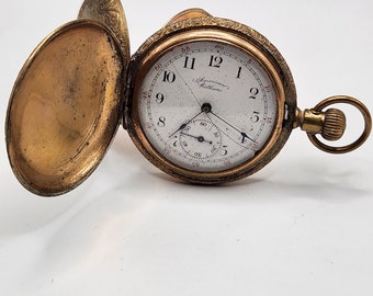 Old Waltham pocket watch, runs sporadically, needs restoration