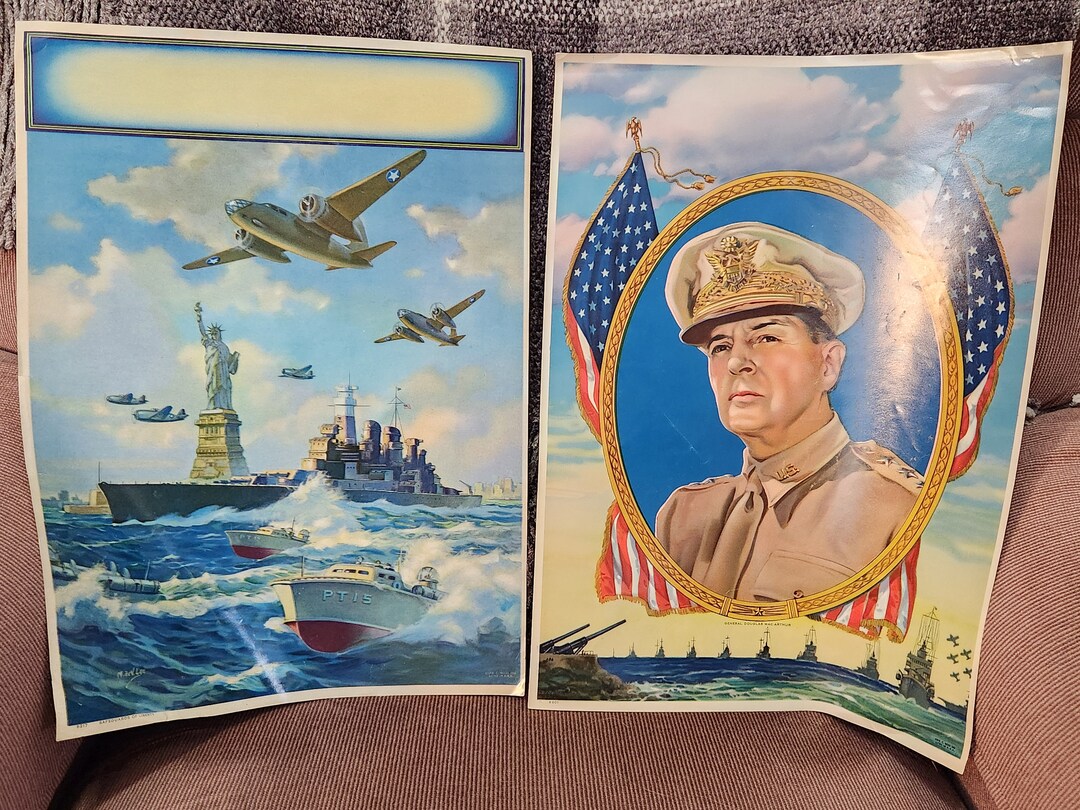 Pair of 1940s WWII Lithographic Posters Printed by C. Moss - Etsy