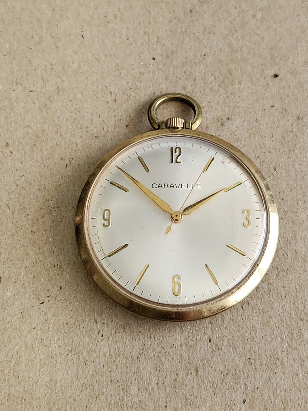 Thin Caravelle Pocket Watch Winds and Runs Nicely Etsy