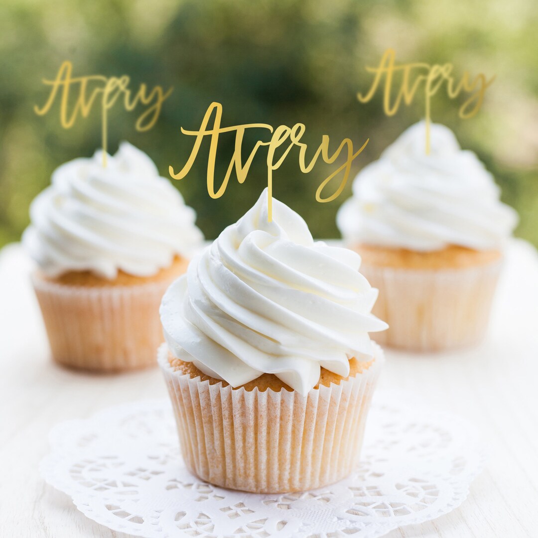 Custom Name Cupcake Topper Personalized Cupcake Topper Etsy